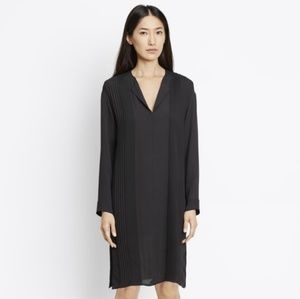 VINCE. $395 Long Sleeve Split Neck Pintuck Dress